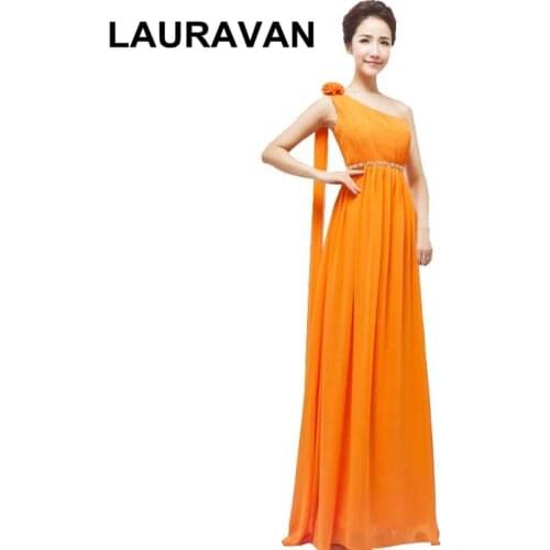 Real photo one shoulder orange blue yellow women ladies a line bridesmaid dress a line chiffon long dresses summer 2020 gown