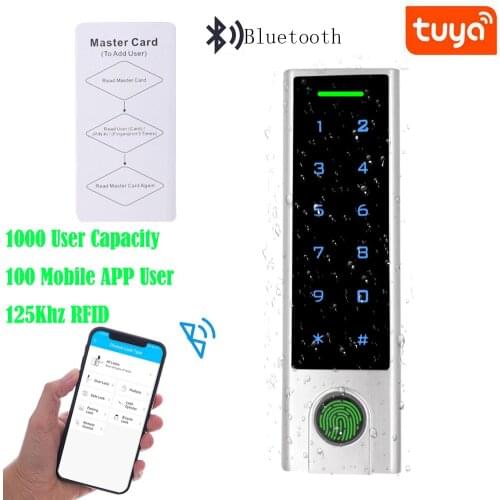 1000 User Bluetooth V4.0 125Khz Access Controller Fingerprint Sensor IP66 Waterproof Bluetooth Access Control Tuya APP Support