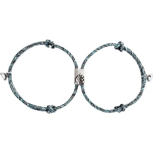 2Pcs Minimalist Lovers Matching Friendship Bracelet Rope Braided Couple Magnetic Distance Bracelet Kit Lover Jewelry