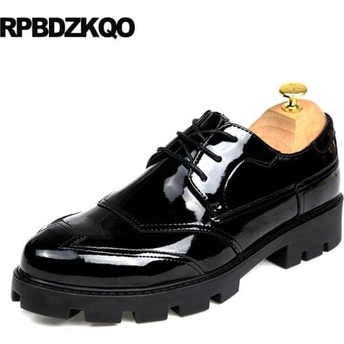 Black wedding comfort lace up winter 2019 patent leather dress designer shoes china waterproof oxfords wingtip korean brogue men