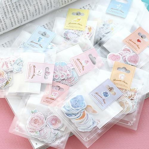 70 pcs/lot 1 bag DIY Cute Kawaii Heart Star Sticky Paper Decorative Adhesive Stickers For Home Decoration Photo Album Diary