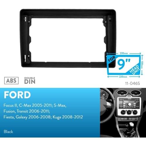 9 inch Car Fascia Radio Panel for FORD Focus II, CMax 2005-2011; SMax, Fusion, Transit 2006-2011 Dash Kit Facia Bezel Plate Trim