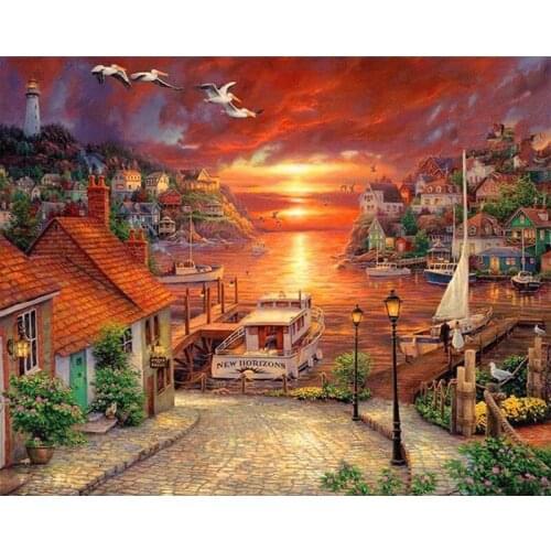 Full Square/round Diamond 5D DIY Diamond Painting Riverside house Embroidery Cross Stitch Rhinestone Mosaic Home Decor