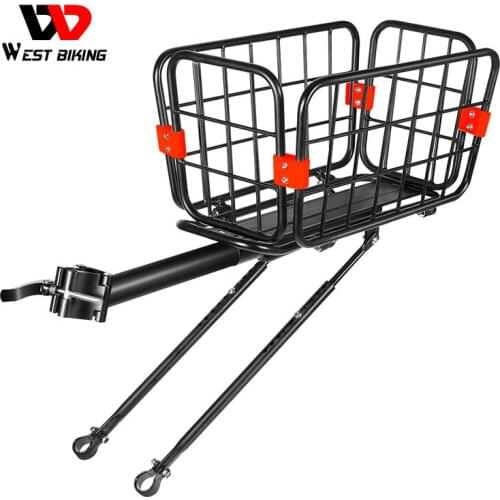 WEST BIKING Multifunctional Bike Rack Rear Cargo Adjustable Luggage Carrier Alloy Shelf Cycling Racks Trunk MTB Bicycle Basket