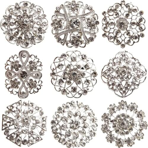 Retro Antique Plated Crystal Safety Pins Badge Brooch Pins For Wedding Bridal Shirt Denim Jacket lapel Brooches Pin For Bouquet