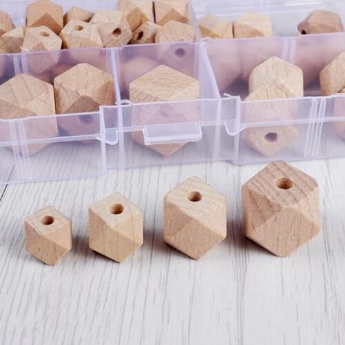 Natural Wooden Beech Beads Approx 42Pcs/Set Mixed Size Round Loose Wood Ball Beadfor DIY Jewelry Bracelet Necklace Accesories