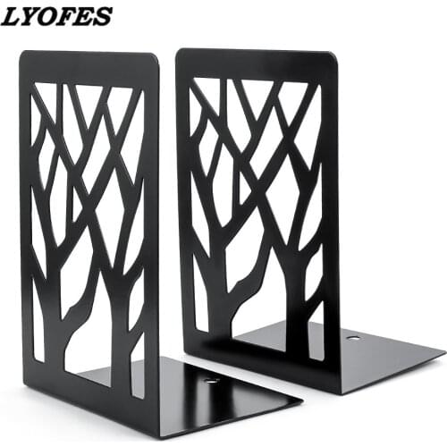 Bookends Book Stopper Books Holder Black Metal Non-Slip Bracket Heavy Office School Supplies Desk Organizer Bookshelf
