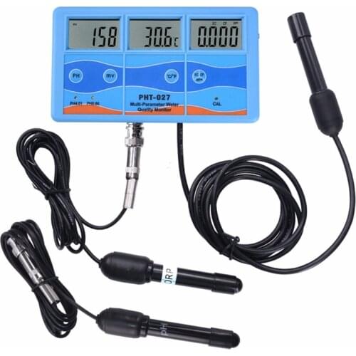 Online Digital Water Quality Monitor PH ORP/mV EC CF TDS Temp 6in1 Multi-parameter Aquarium Water Quality LCD pH Analyzer Probe