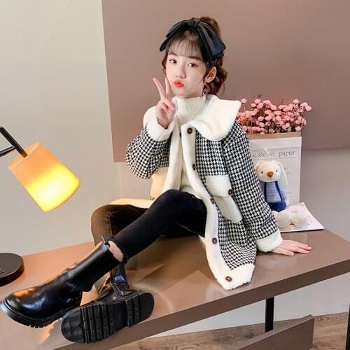 Girls Coat Kids Woolen Cloth 2021 Beautiful Thicken Warm Winter Autumn Kids Cotton Outwear Wool Fleece Childrens Clothing