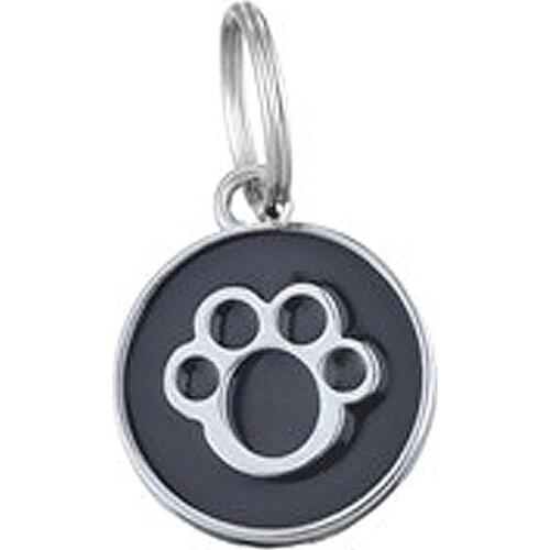 Pet Dog Cat Name Phone Number Engraved Collar Enamel Paw Round Pendant Pet ID Tag