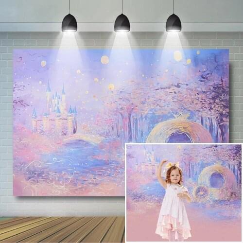 Castle Floral Baby Shower Backdrop Birthday Party Decoraion Background Girl Photography Background Photo Studio