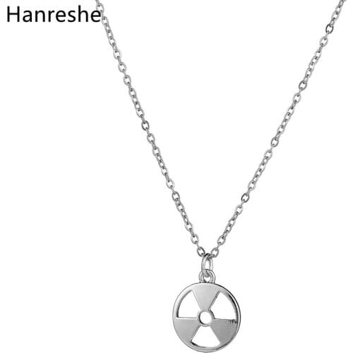 Hanreshe Nuclear Radiation Medical Pendant Necklace Stainless Steel Metal Chain Jewelry For Woman Silver Color Choker Decoration