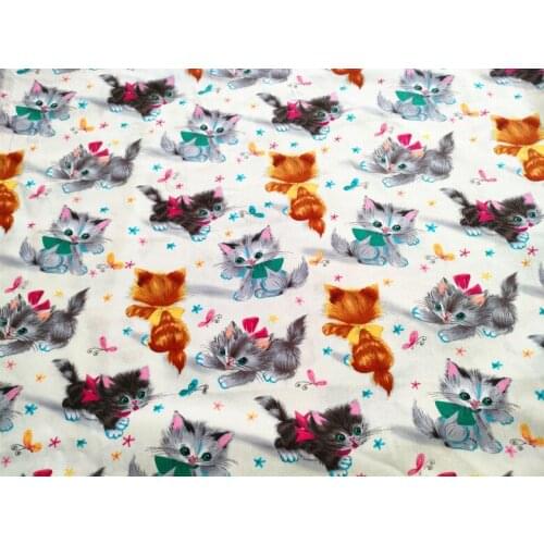 Cartoon Cat Printed Cotton Fabric for Boy Clothes Hometextile Cushion Cover Backpack Needlework Material Handmade Crafts DIY
