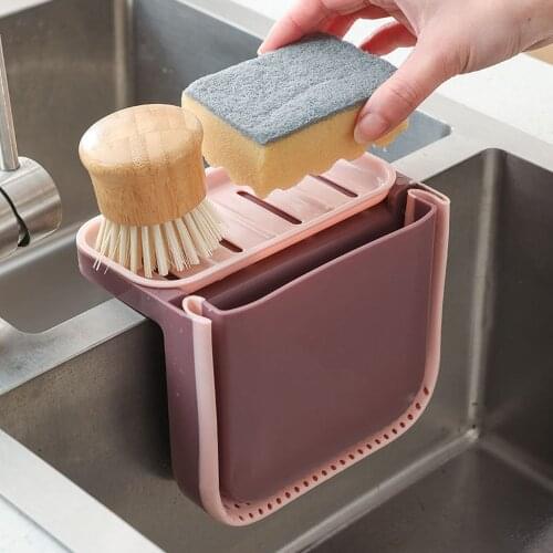 Kitchen Water FilterBasket, Kitchen Garbage Storage Basket, Sink Side Wet Garbage Sponge Rack, Retractable Drainage Filter Rack