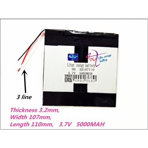 3 line tablet battery brand tablet gm lithium polymer battery 32107110 3.7V 5000MAH Tablet battery Rechargeable batteries