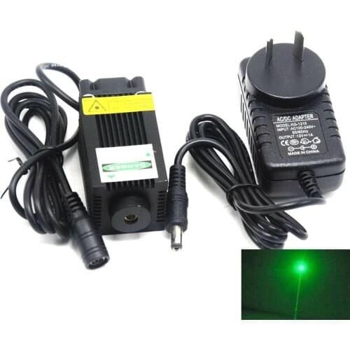 Powerful 100mW 532nm Green Laser Diode Module Dot Lights w/ 12V Adapter 33x55mm