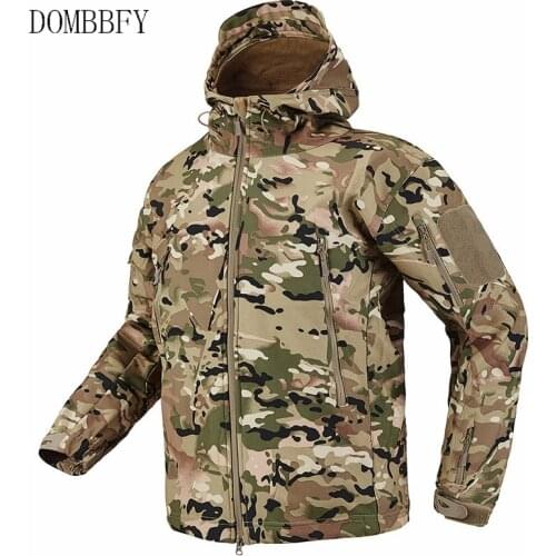 Mens Military Camouflage Fleece Jacket Army Tactical Clothing Multicam Male Camouflage Windbreakers Waterproof Flight Coats