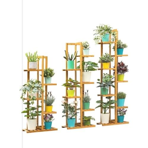 Floor-standing storage decorative flower shelf multi-level indoor balcony green porridge solid wood living room style decoration