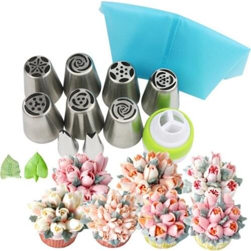 Icing Piping Nozzles 11 Pcs/Set Russian Tulip Pastry Nozzles For Cream Cake Cream Decoration Tips Baking/Cake Tools
