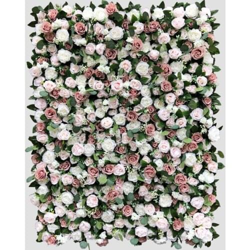 Artificial Wedding Flowers Wall Panel And Fake Flower Wedding Background Decoration With Apple Leaves