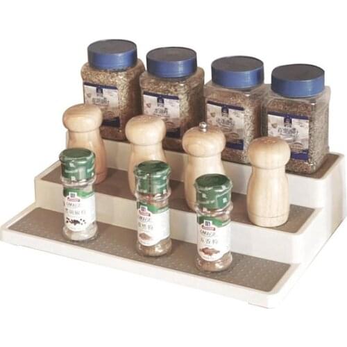 2019 New Three - Tier Ladder Seasoning Rack PP Storage Spice Rack Household Items Kitchen Storage Rack 3-Tier Organizer