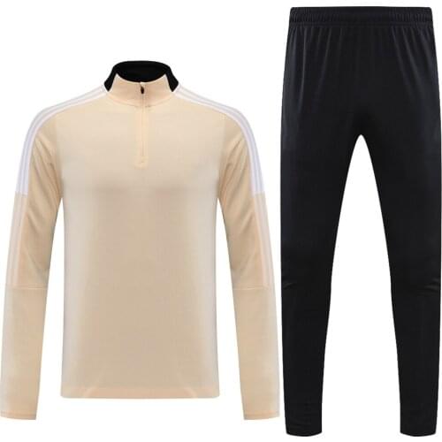 New YW Autumn Winter Light Yellow Club Soccer Wear Long Sleeve Football Training Clothes Jackets