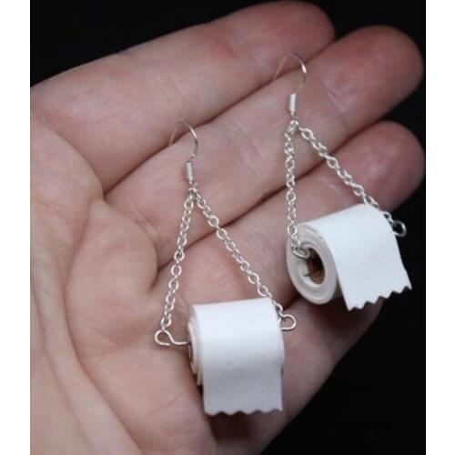 Richkeda Store New 2021 Funny Roll Paper Acrylic Dangle Drop Earrings Creative Paper Towel Toilet Paper Earrings for Woman Girl