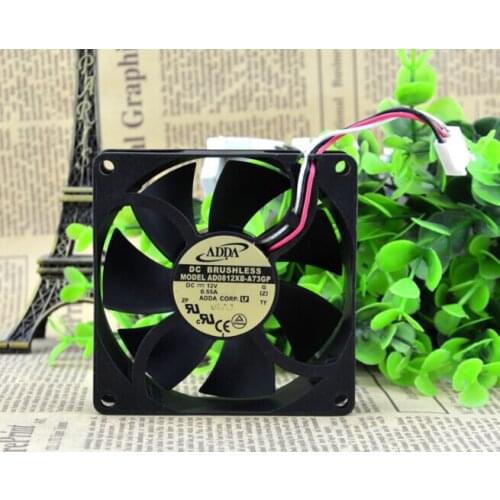 The original 80*80*25 AD0812XB-A73GP DC12V 0.55A 8CM three line of large air fan