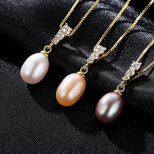 S925 sterling silver necklace freshwater pearl necklace gold pendant necklace for womens genuine pearl necklace Wedding Party