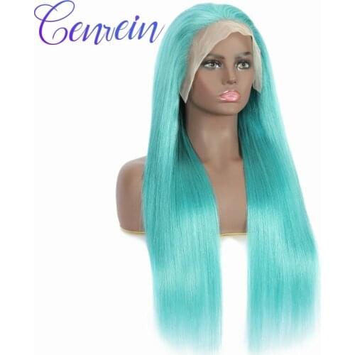 Blue Brazilian Bone Straight 180% Lace Front Human Hair Wigs For Women Pre plucked Transparent 13x4 Lace Front Wig