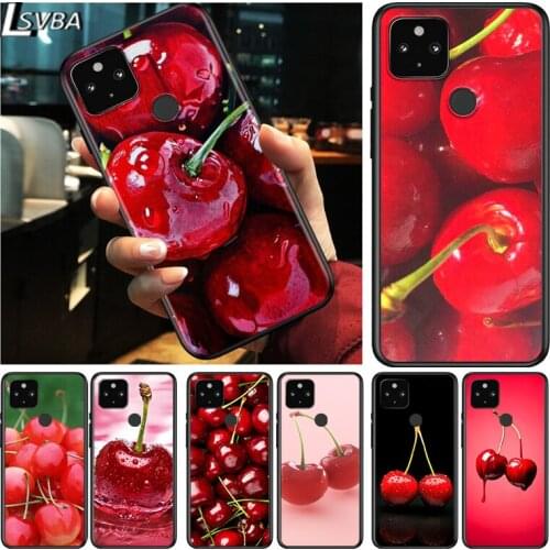 Cherry Fruit Shockproof Cover for Google Pixel 5 4 5A 4A XL 5G Black Phone Case Shell Soft Fundas Coque Capa