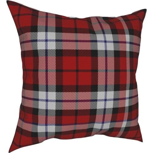 Christmas Brodie Dress Tartan Plaid Pillowcase Printing Fabric Cushion Cover Decoration Pillow Case Cover Home Square 45*45cm