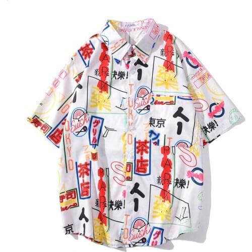 Japanese Style Vintage Short Sleeve Men Shirt 2020 Summer New Korean Version Trendy Men And Women Loose Floral Shirt Koszula