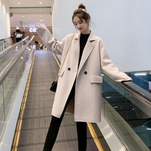 Woolen Coat Womens Clothing 2020 New Autumn Winter Korean Fashion Mid-Length Loose Casual All-Match Woolens Cloth Jacket Female