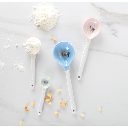Cute Ceramic Measuring Spoons Creative Kitchen Spoon Seasoning Small Cucharas Medidoras Cocina Home Measuring Tools ED50LJ