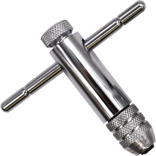 T-Handle Ratchet Tap Wrench Adjustable Tap Wrench with M3-M8 Machine Screw Thread Metric Plug Tap Machinist Tool for Tap Reamer