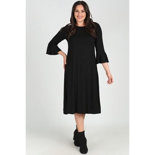 Ramadan Spring Women Dress Black All Season Big Size Flare Sleeve Plus Size Clothing For Muslim Dresses Fashion Stylish Turkish