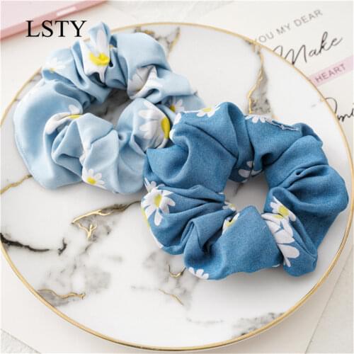2020 Daisy large intestine hair ring spring and summer ins female new wild tie hair rope denim ring jewelry