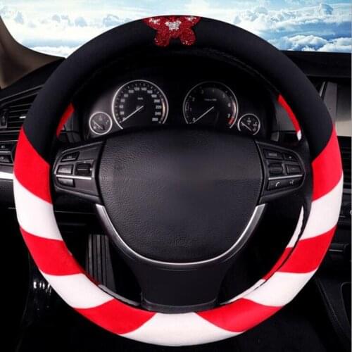 Winter plush Steering Wheel Cover 15 Inch Universal Anti Slip Breathable D/O Type Steering Cover Car Interior Accessories