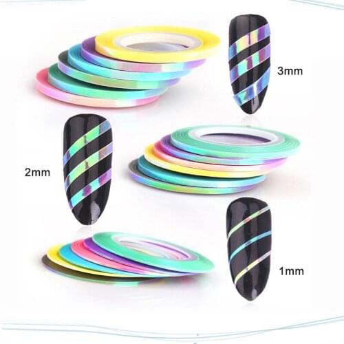 1/2/3mm Multicolors Nail Art Rolls Striping Tape Line Adhesive Sticker Decals DIY Nail Tip 3D Strips Liner Tape Manicure Foil