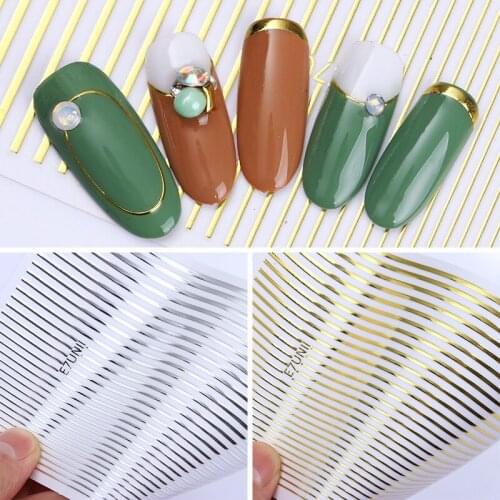 1 Sheet Nail Sticker Gold Silver Stripe Line 3D Metal Striping Tape Self-adhesive DIY Beauty Nail Art Decoration Stickers Decals