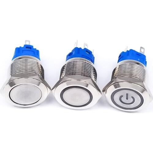 12/16/19/22mm Waterproof Metal Push Button Switch With Connector LED Light Momentary Self-Reset And Fixed Self-Locking