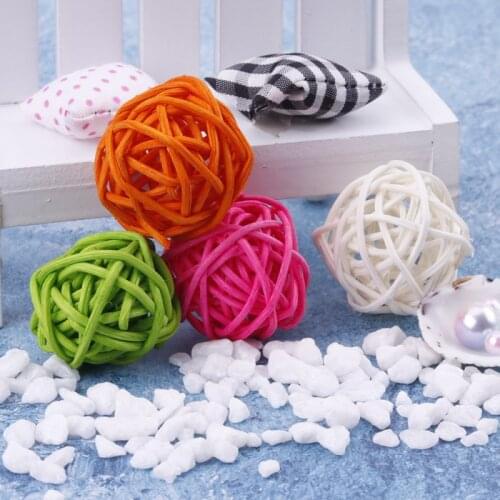 12 Pcs*5 Cm Lovely Elf Rattan Ball DIY Wedding Party Decor Winter Wonderland Decor Birthday Gifts Kindergarten Hotel Bar Supply