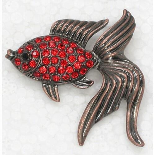 12pcs/lot Wholesale Rhinestone Fish Pin brooches C101936
