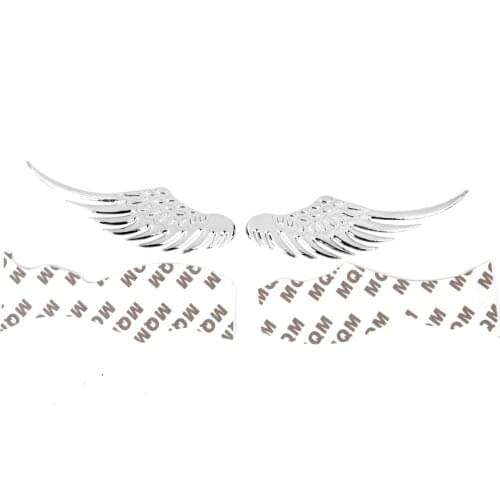 2PCS 3D Chrome Metal Silver Emblem Angel Hawk Wings Car Sticker Decor Decal