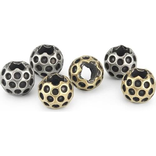 2pcs EDC DIY Paracord Bead Brass Beads Ball Shape Knife Beads