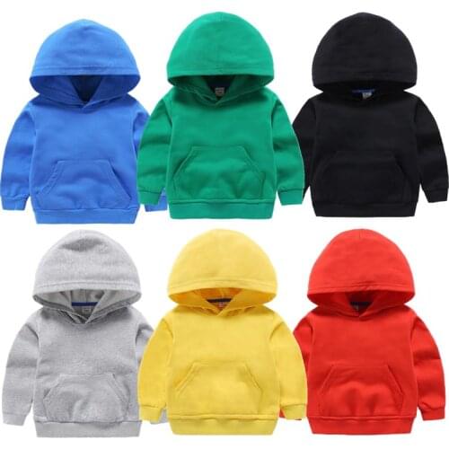 2021 Spring Cute Childrens Sweater Cotton Solid Color Clothes Childrens Clothing White Hooded Sweater For Baby Boys And Girls