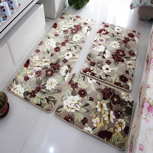 3 pcs/set Large Size Coral Fleece Tapete Anti Slip Bathroom Kitchen Carpet Doormat Soft Floor Mat Rugs for Kitchen Salle De Bain