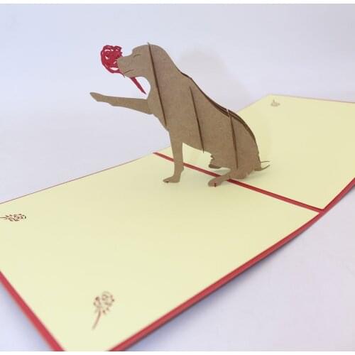 3D Handmade Valentines Day Propose Show Love Flower Dog Paper Wedding Invitation Greeting Cards Girlfriend Creative Gift