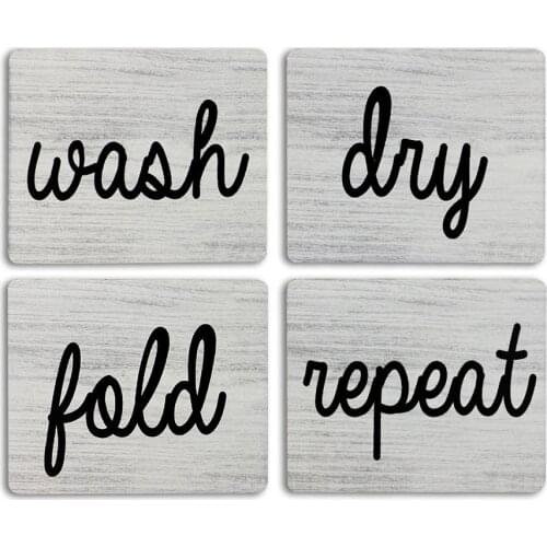 4pcs/set Mini Sign For Laundry Room Rectangular Wooden Ornament Pendant Board